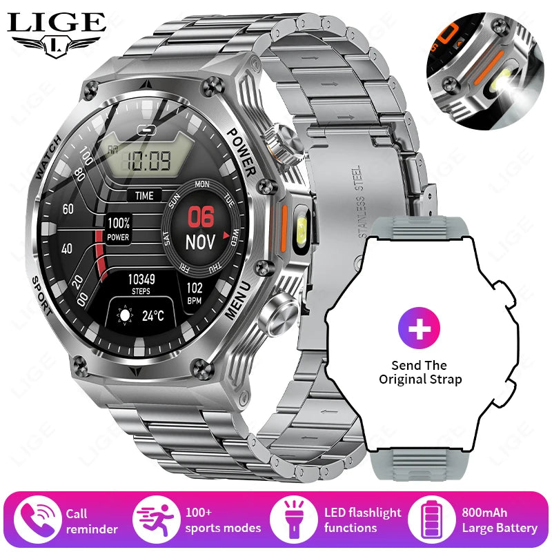 Novo relógio inteligente masculino 2025 chamada bluetooth um clique conexão relógios ip67 à prova dip67 água 800mah bateria smartwatch homem android ios