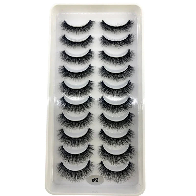 Vários estilos 10 pares naturais 3d vison cílios postiços kit de maquiagem cílios de vison extensão cílios curtos