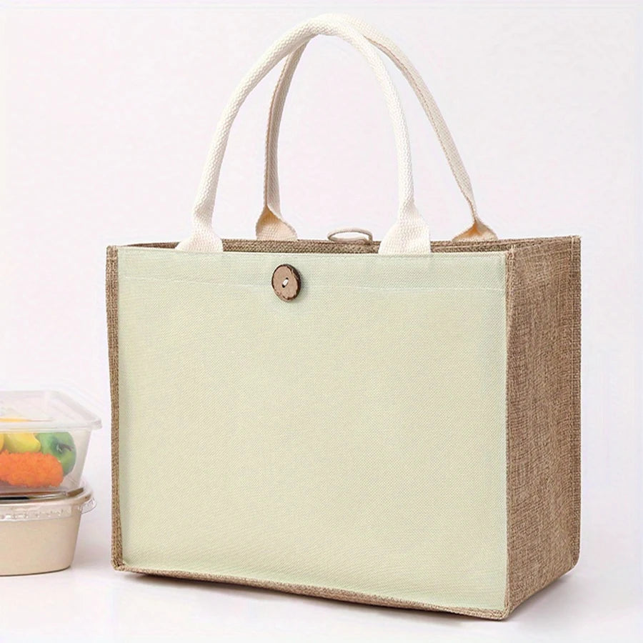 Linho cor lisa senhoras bolsa fivela estilo moda multifuncional saco de presente diário passeio saco de armazenamento de compras