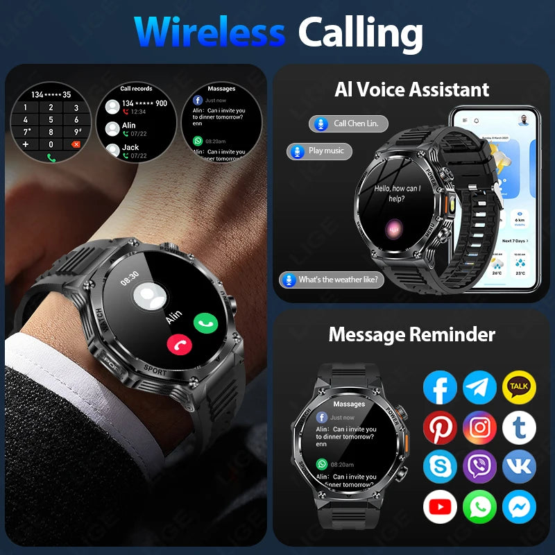 Novo relógio inteligente masculino 2025 chamada bluetooth um clique conexão relógios ip67 à prova dip67 água 800mah bateria smartwatch homem android ios
