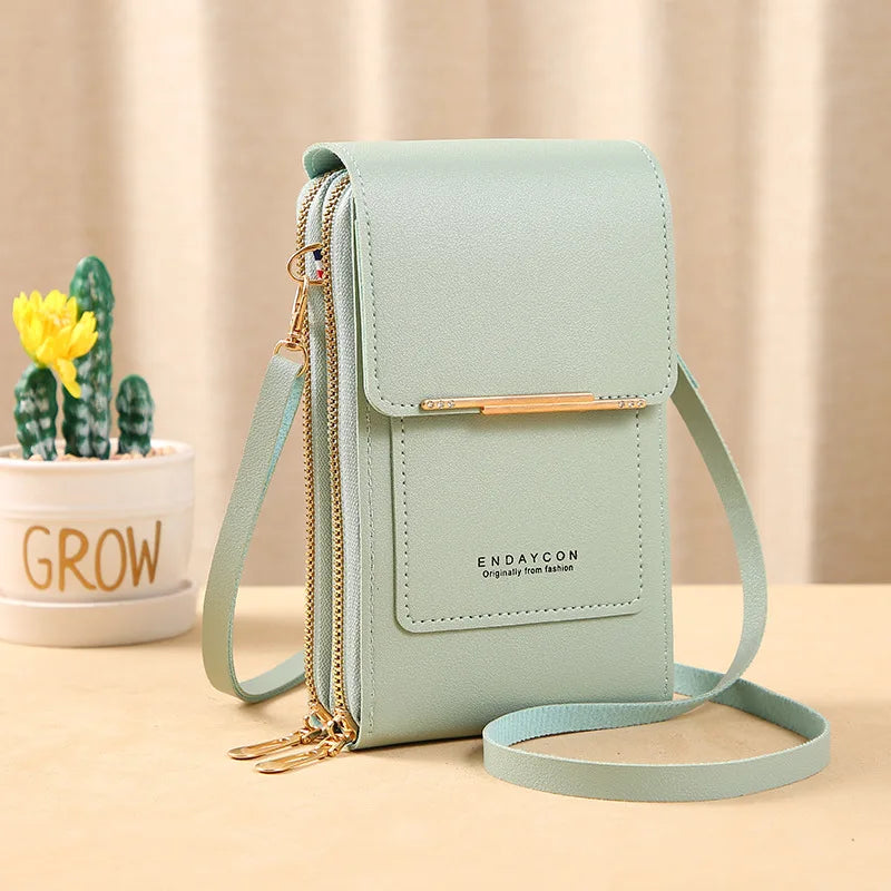 PU Leather Touch Screen Shoulder Bag para Mulheres, Feminino Crossbody Bolsas, Bolsa de telefone Bolsa de mão de grande capacidade, Drop Shipping, Novo