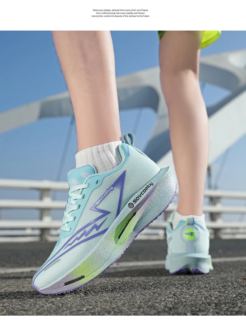 Tênis de Corrida com Placa de Carbono Especial para Maratona, Respirável e Leve, Confortável para Mulheres, Sneakers Antiderrapantes