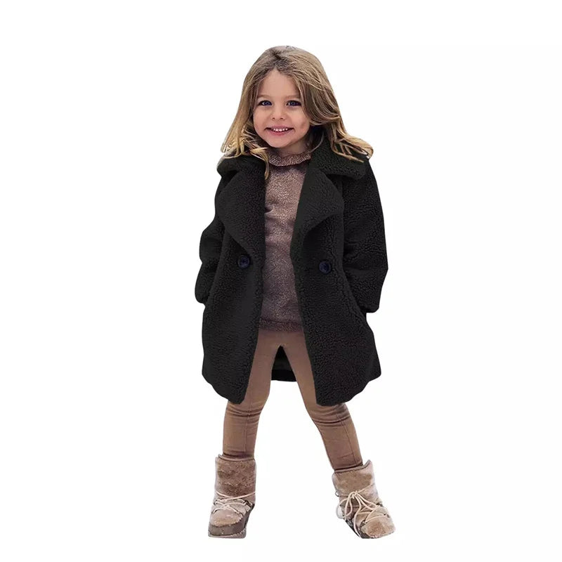 Bebê meninas casacos de pele do falso crianças inverno quente jaquetas de pelúcia crianças turndown colarinho acolchoado outerwear infantil casual roupas exteriores