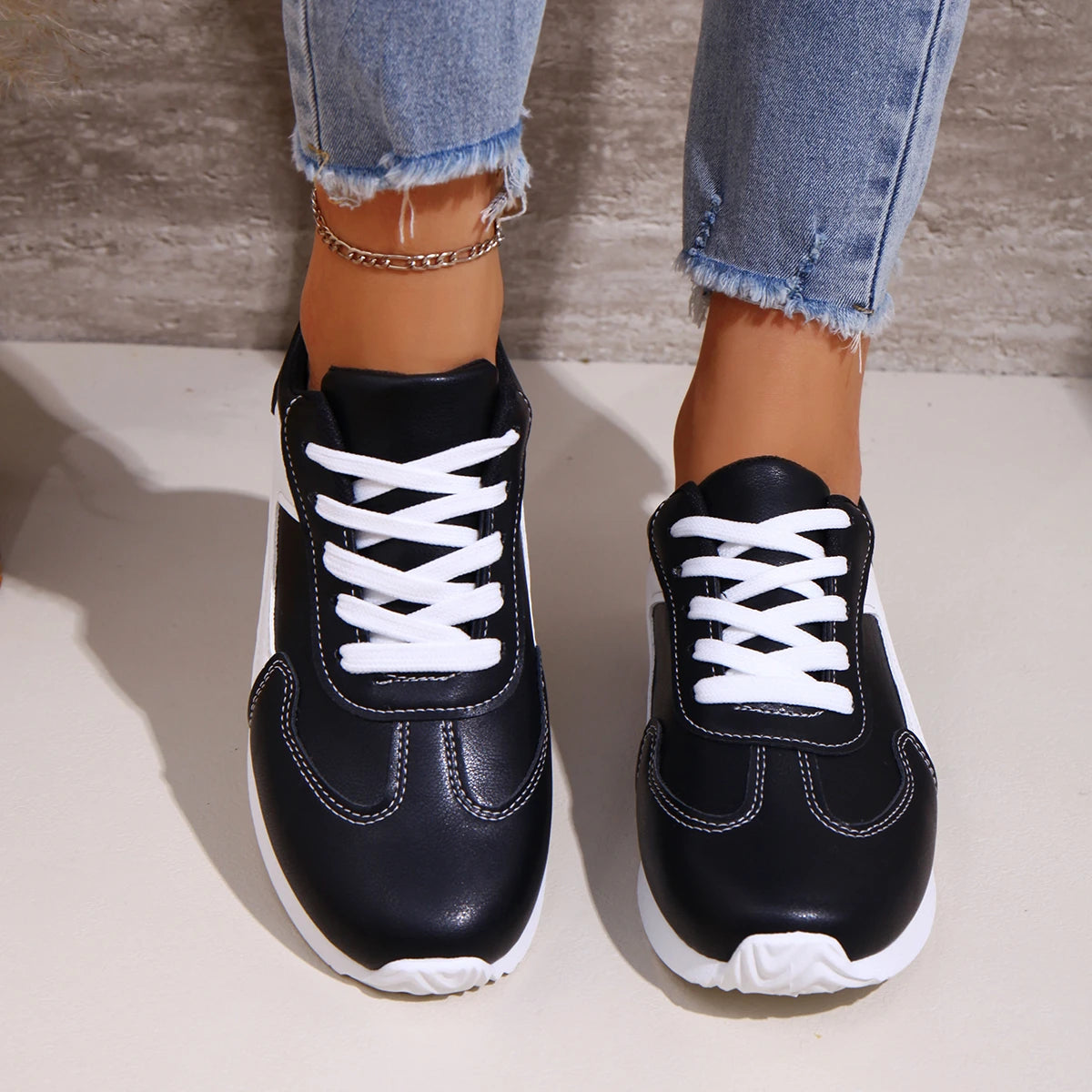 2025 primavera novas mulheres tênis confortáveis ao ar livre moda versátil plana casual tênis rendas até sapatos esportivos femininos plus size