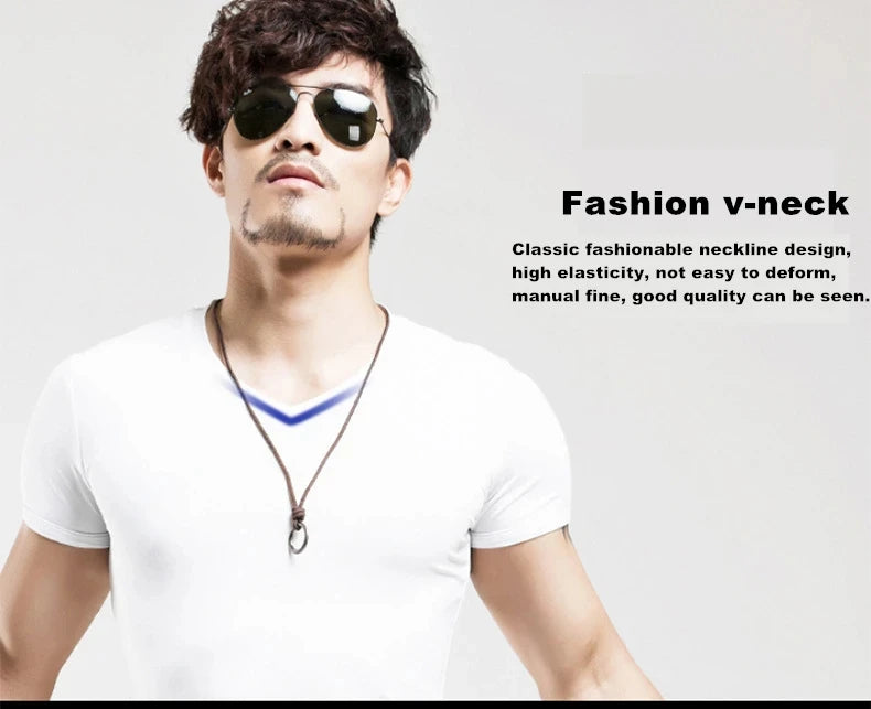 Camiseta Masculina Nova 2026, Gola V, Manga Curta, Moda Fitness, Tamanho 5XL