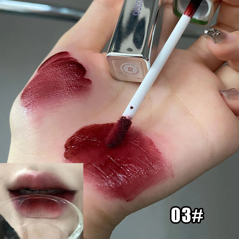 Punk roxo espelho água brilho labial tubo de prata vermelho lábio esmalte vidro óleo labial à prova dwaterproof água batom líquido nude claro matiz maquiagem 1pc