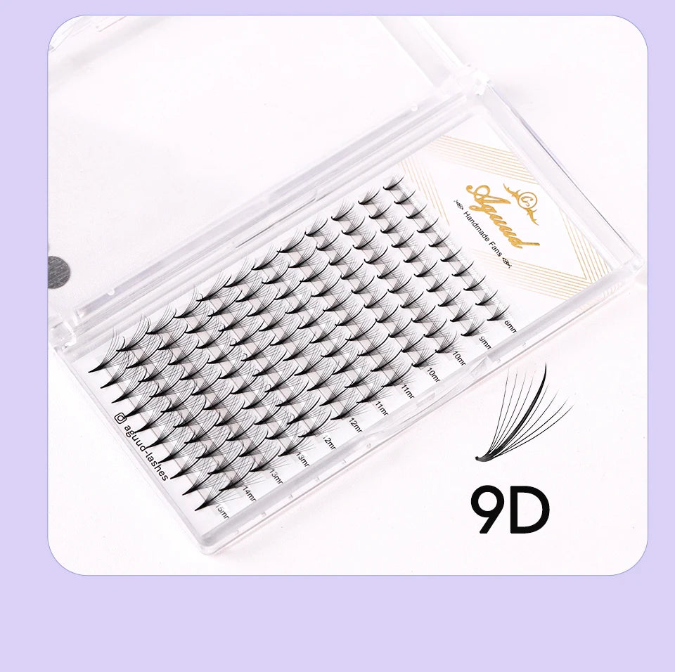 Aguud 3d/5d/7d/9d fino pré-fabricado fãs lash extensão pontiaguda base promade pico fãs cluster cílios volume russo lash extensão