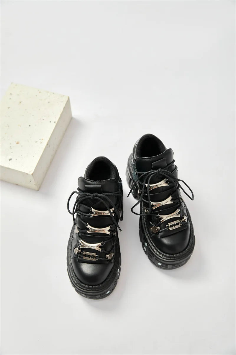 2025 nova plataforma escura feminina heavy metal personalidade goth tênis botas punk 8cm