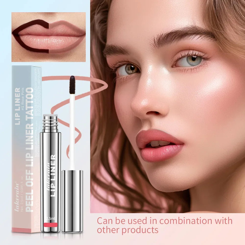 Lakerain 4 cores descascar tatuagem delineador labial-à prova d'água de longa duração fosco antiaderente desbotado matiz labial sexy maquiagem de contorno vermelho