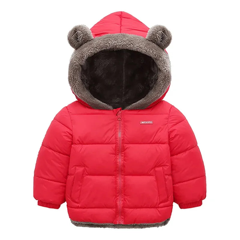 Crianças grossas para baixo jaquetas inverno engrossar casacos de pelúcia para meninos meninas cor sólida com capuz jaquetas 2-6 anos crianças parka outerwear