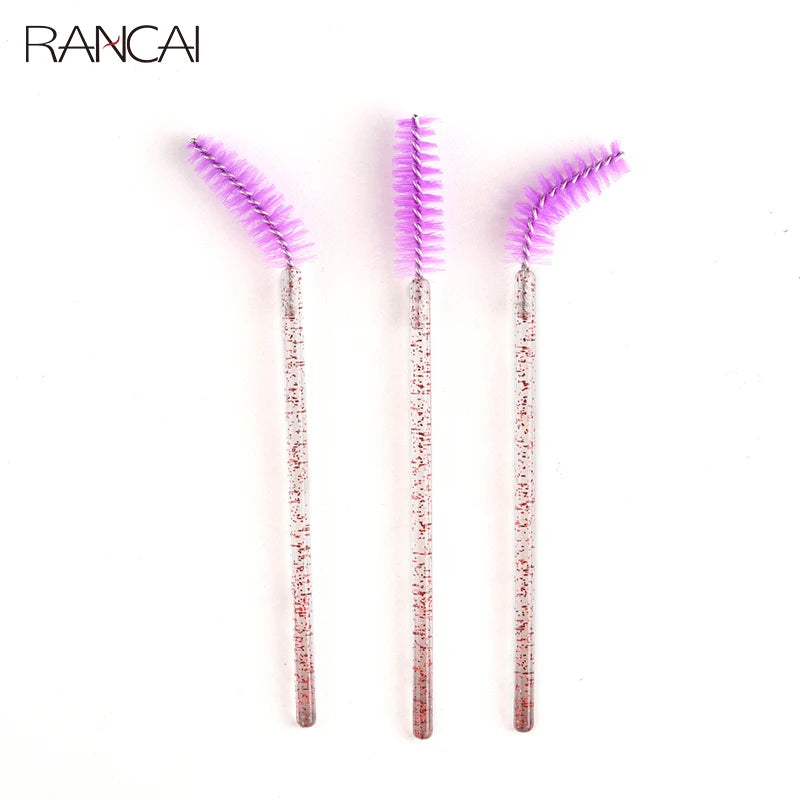 50 pçs pincéis de cílios descartáveis extensão cristal sobrancelha escova rímel varinha cílios conjunto de ferramentas cosméticas maquiagem beleza