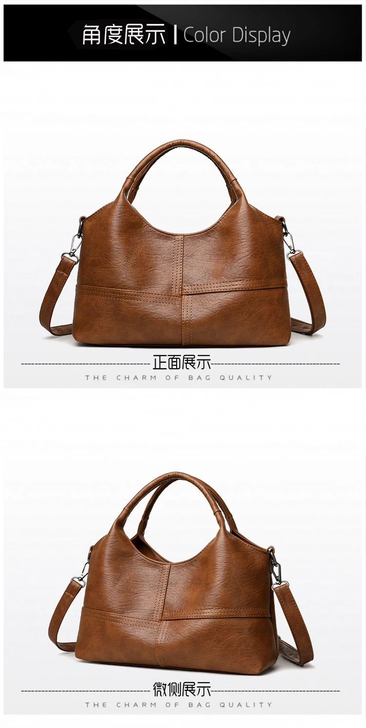 Bolsa, bolsa feminina, 2025 nova bolsa de couro macio moderna e simples, bolsa mãe de meia-idade, versátil de ombro único cr