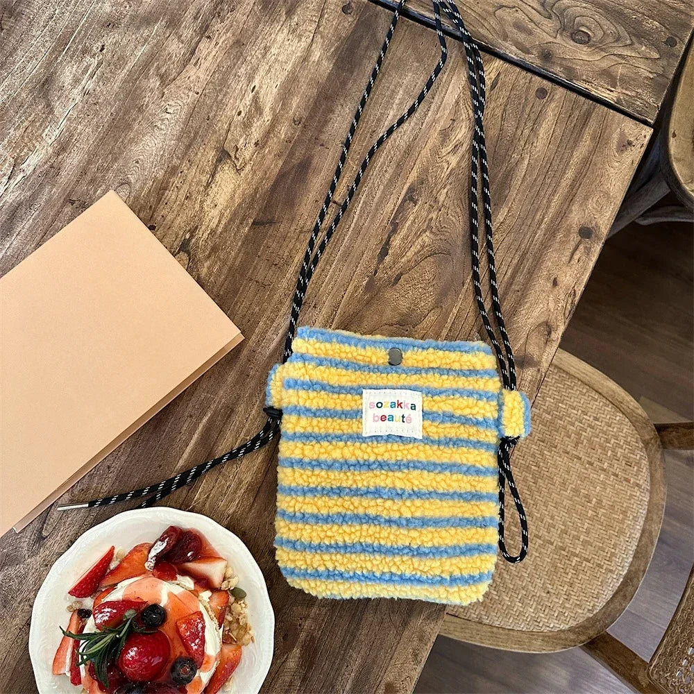 Novo ponto de pelúcia crossbody sacos para mulheres bonito rosa bolsa de ombro bolsas bolsa de telefone portátil