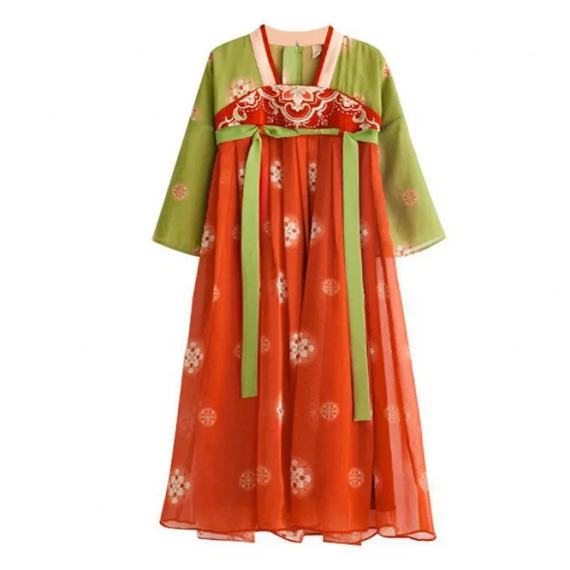 Traje de festa de verão vestidos da menina do vintage crianças roupas vestido casual bebê chinês hanfu cosplay crianças princesa meninas vestido