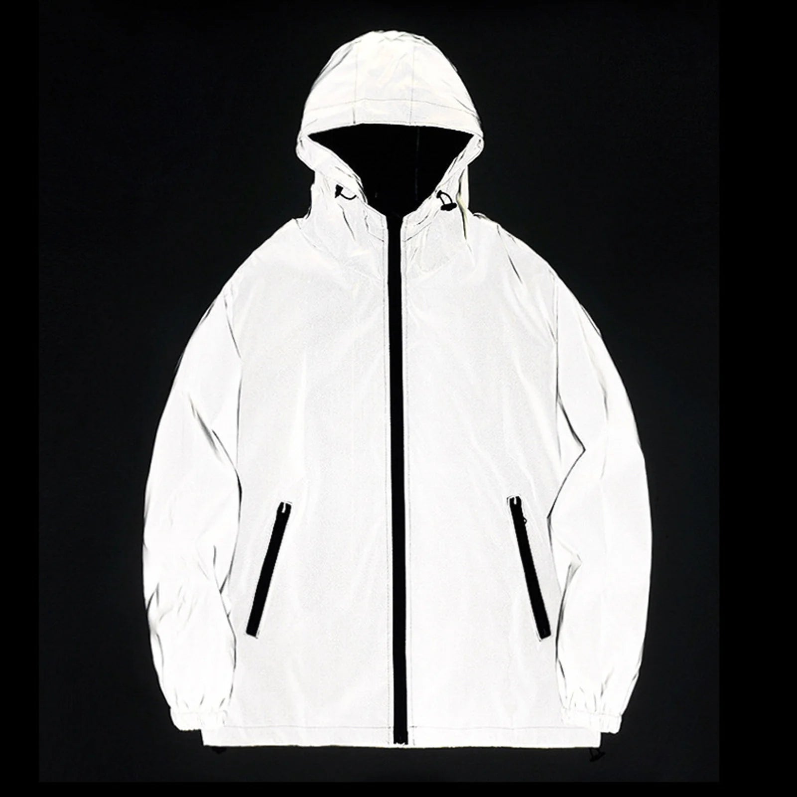 Jaqueta reflexiva completa masculina casual feminino blusão hip hop casaco com capuz à prova dwaterproof água impresso streetwear noite jaquetas brilhantes 5xl