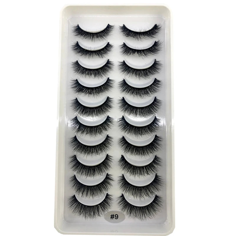 Vários estilos 10 pares naturais 3d vison cílios postiços kit de maquiagem cílios de vison extensão cílios curtos
