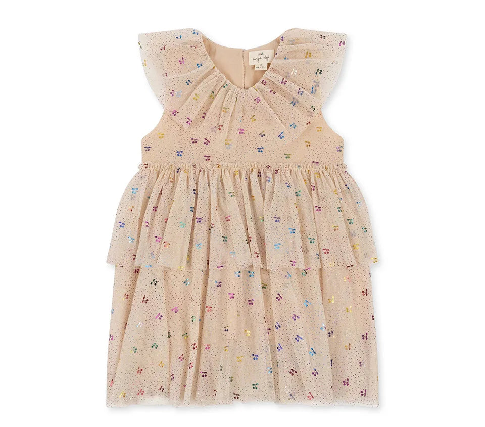 Verão ks bebê meninas cereja malha vestido crianças roupas meninas vestidos de princesa saias festa de natal manga longa vestidos