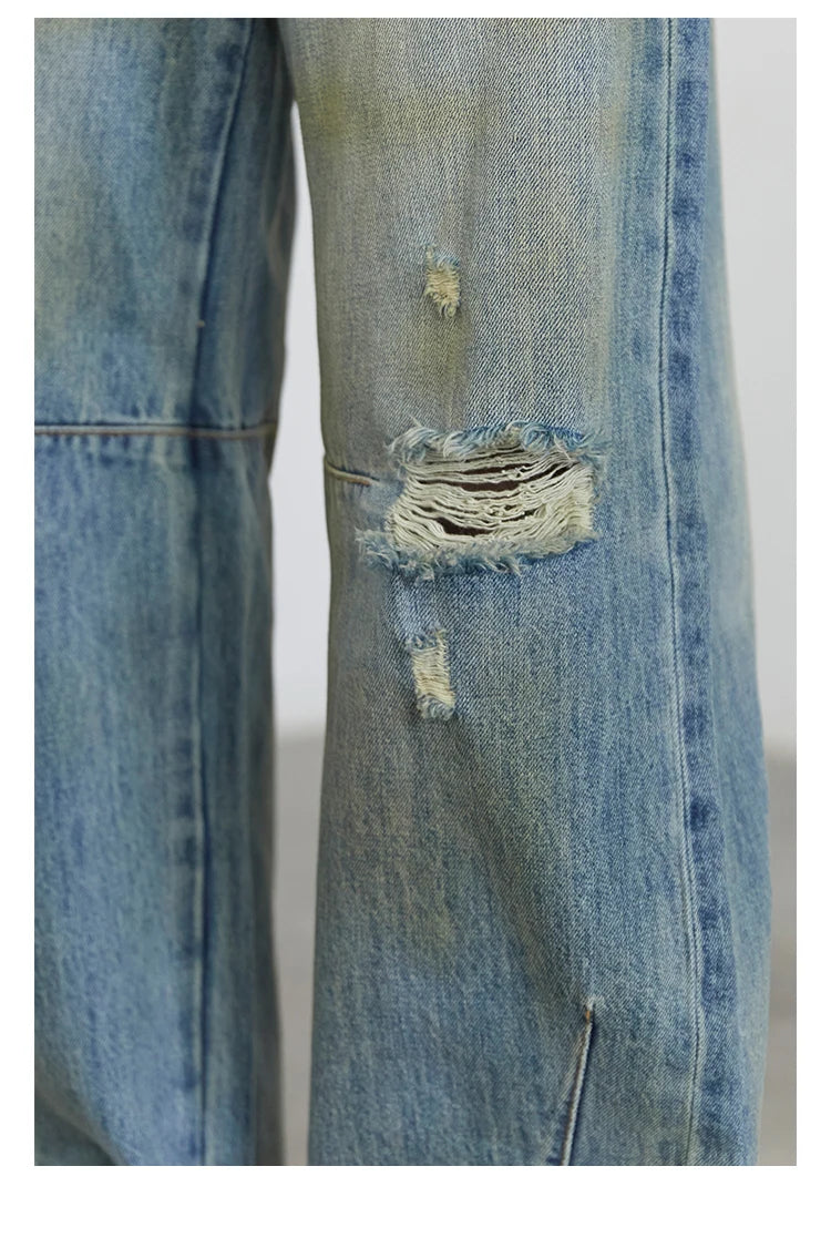 Chic ven retro calças de brim femininas soltas casuais nova cintura alta pernas largas denim calças femininas primavera outono 2025