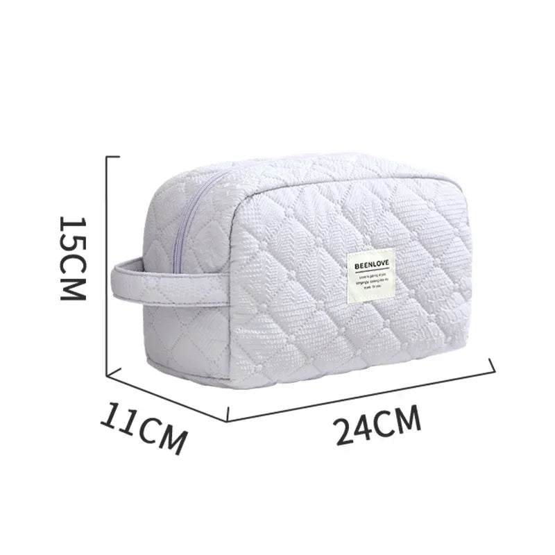 Conjunto de bolsa de maquiagem acolchoada bolsa de maquiagem feminina grande floral sacos de maquiagem bonito algodão bolsa cosmética viagem saco de armazenamento de produtos de higiene pessoal
