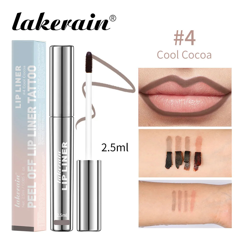 Lakerain 4 cores descascar tatuagem delineador labial-à prova d'água de longa duração fosco antiaderente desbotado matiz labial sexy maquiagem de contorno vermelho