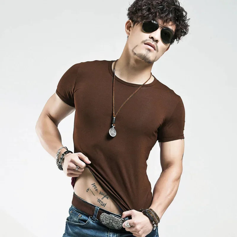Camiseta Masculina Nova 2026, Gola V, Manga Curta, Moda Fitness, Tamanho 5XL