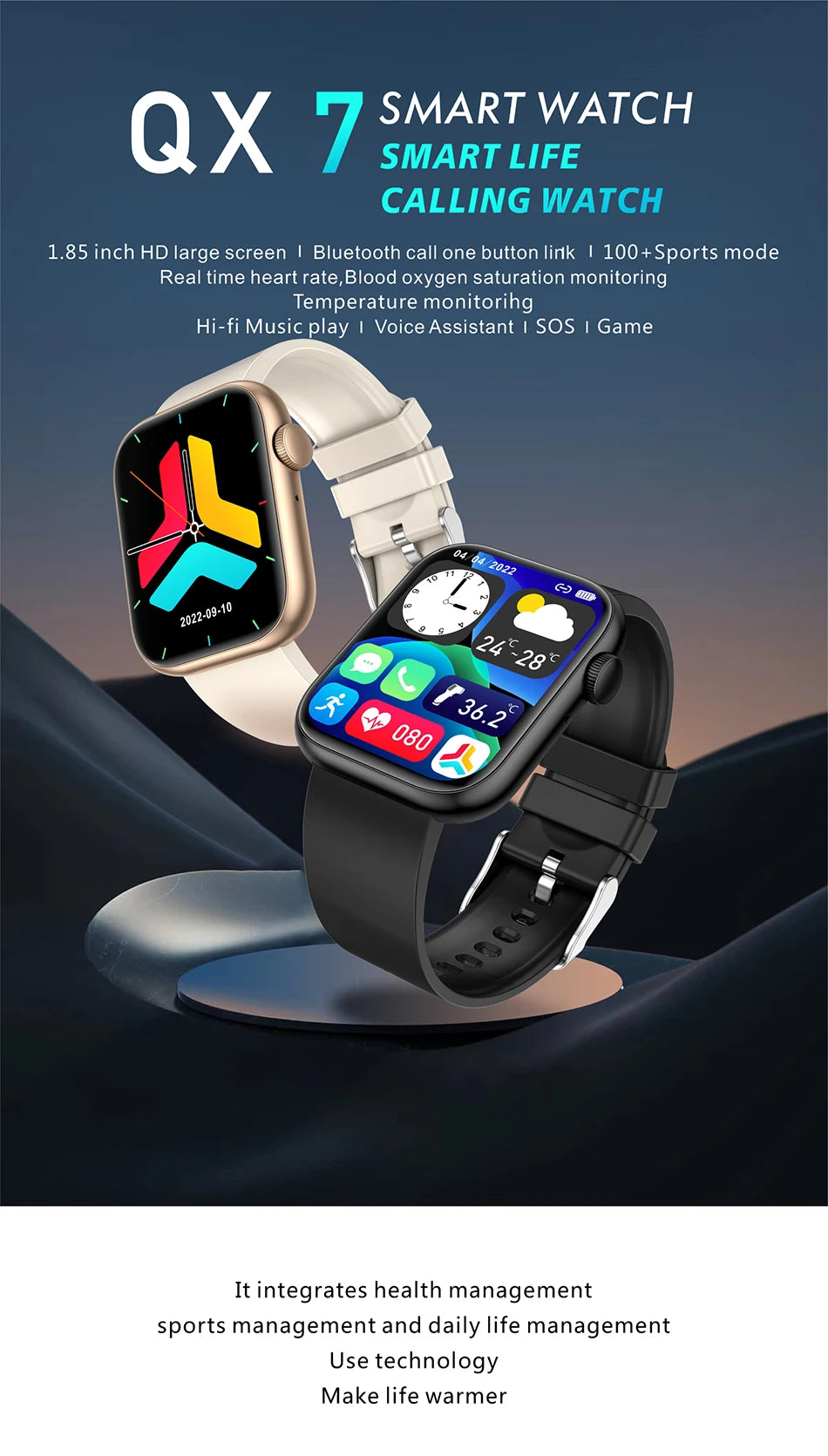 LIGE-Full Touch Screen Smart Watch para mulheres, Bluetooth Call, relógios impermeáveis, Sport Fitness Tracker, Smartwatch para senhora