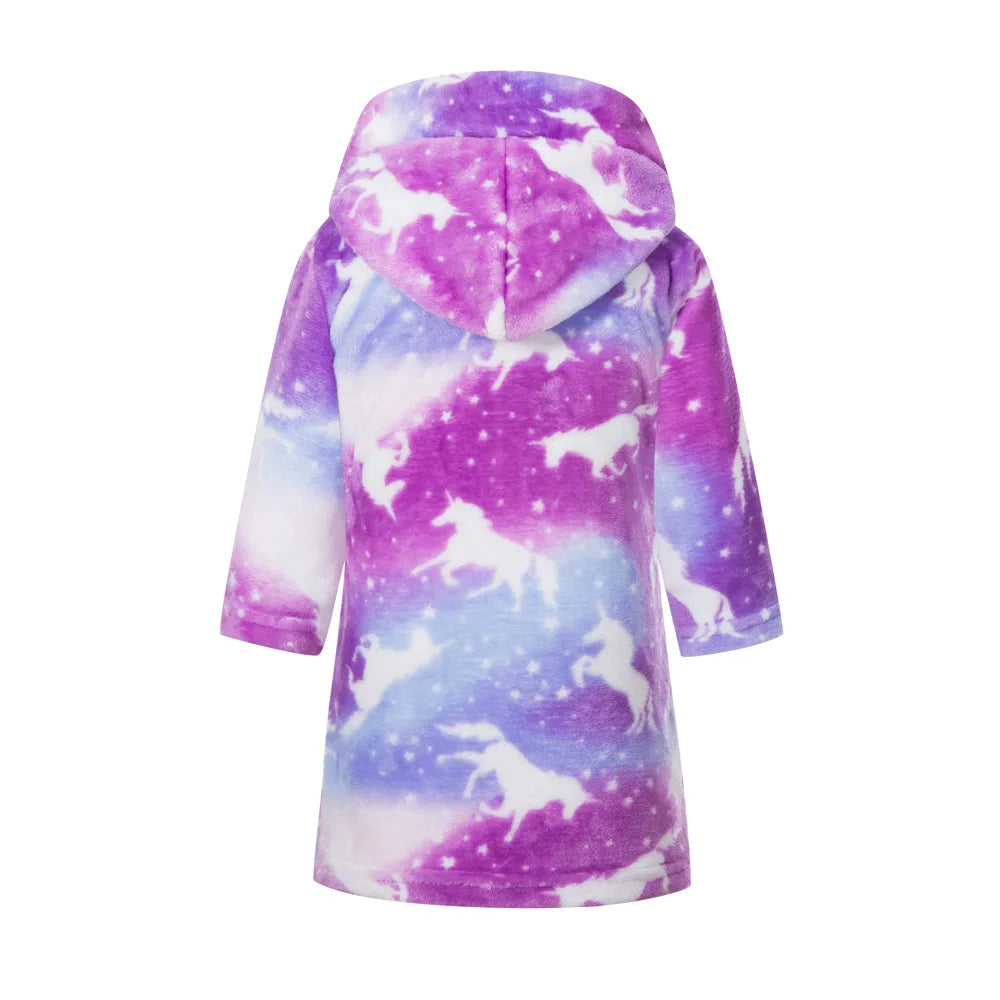 Crianças pijamas macios roupão de flanela de inverno 2025 novo dos desenhos animados bonito pijamas meninos meninas outono roupões com capuz homewear