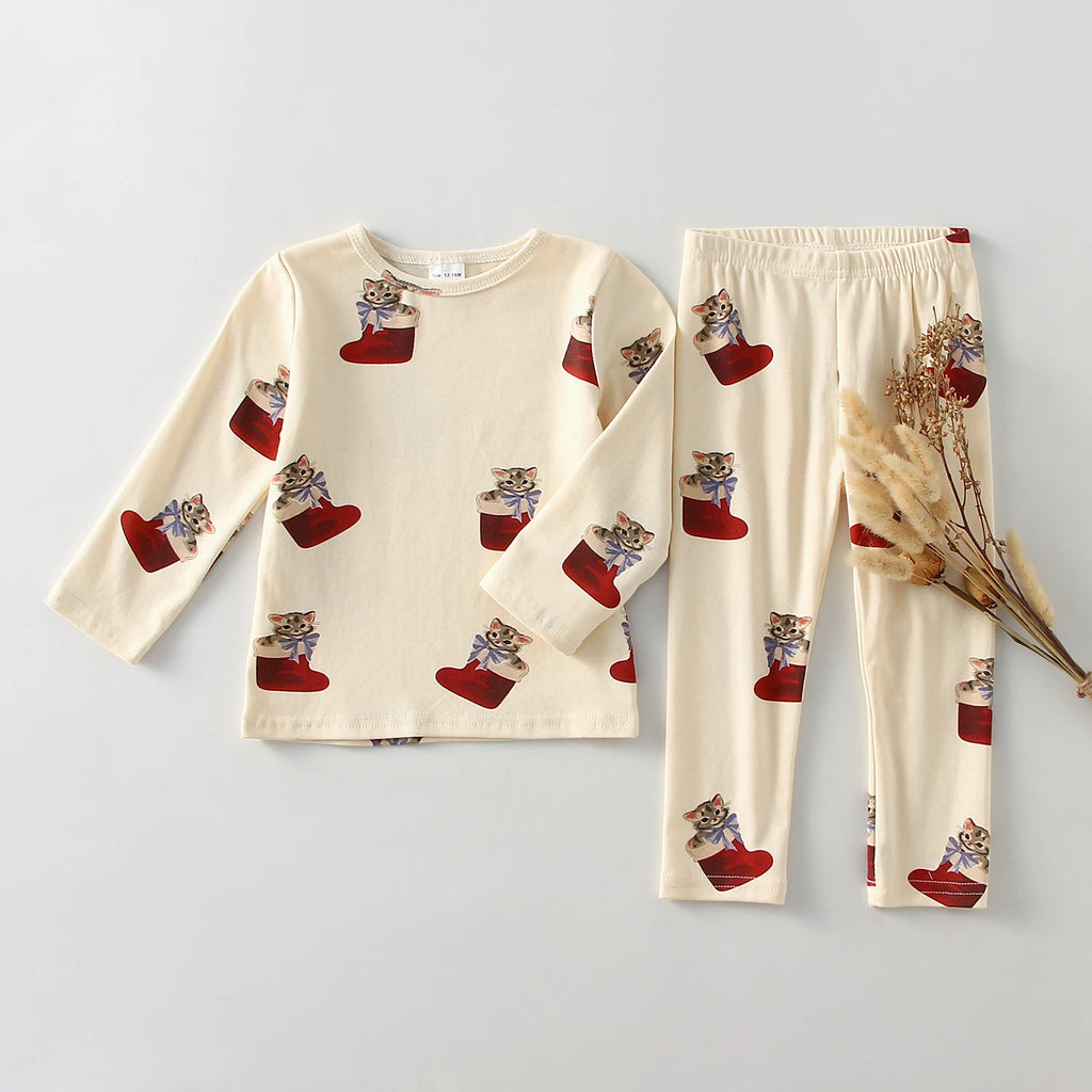 Natal crianças menino menina pijamas pijamas para 1-6y conjuntos de roupas da menina do bebê crianças homewear pijamas conjuntos crianças pijamas