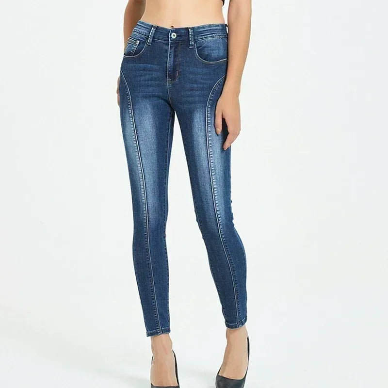 Calças Jeans Femininas Push Up, Calças Skinny de Denim, Moda 2026, Pantalones De Mujer, Pantalon Femme, Azul 2XL 3XL