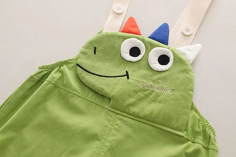 Verão crianças meninos roupas da criança casual dinossauro roupas tiras t camisa dos desenhos animados babador calças curtas 2 pçs/set crianças terno conjuntos