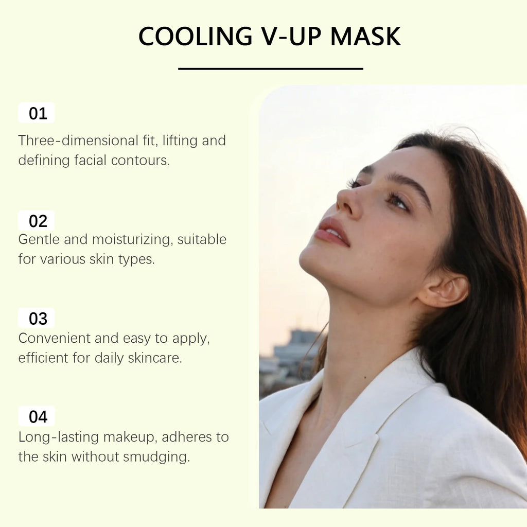 Máscara em Gel Refrescante V Line para Contorno e Firmeza da Mandíbula, com Cafeína para Redução de Inchaço, Envolvimento Facial para Lifting do Queixo, Essência Coreana para Cuidados Diários com a Pele