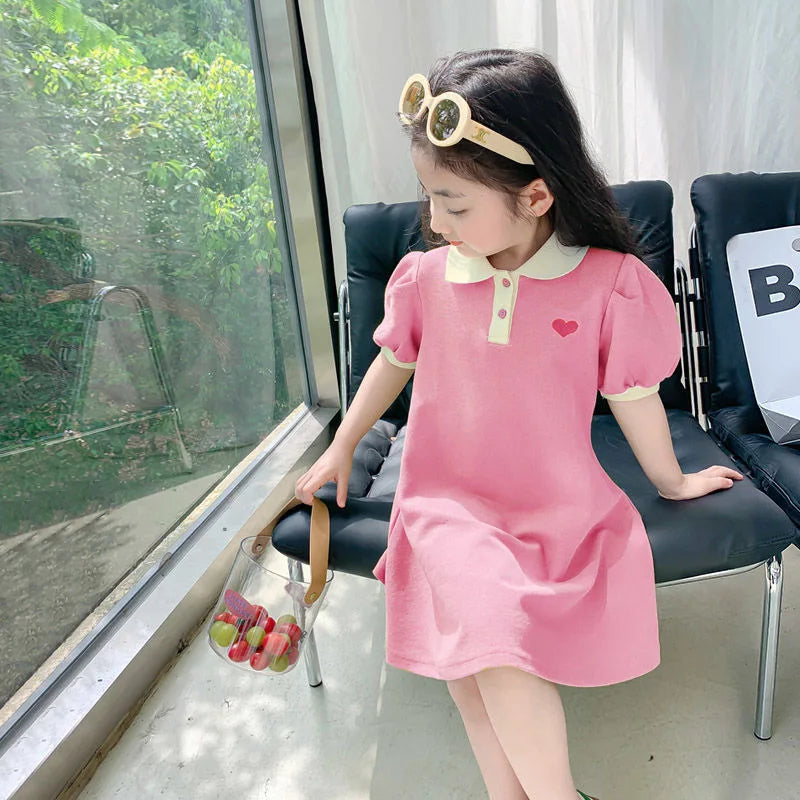 Novo Vestido Estilo Coreano 2026 para Crianças, Vestido de Verão Doce com Alças e Tule para Meninas