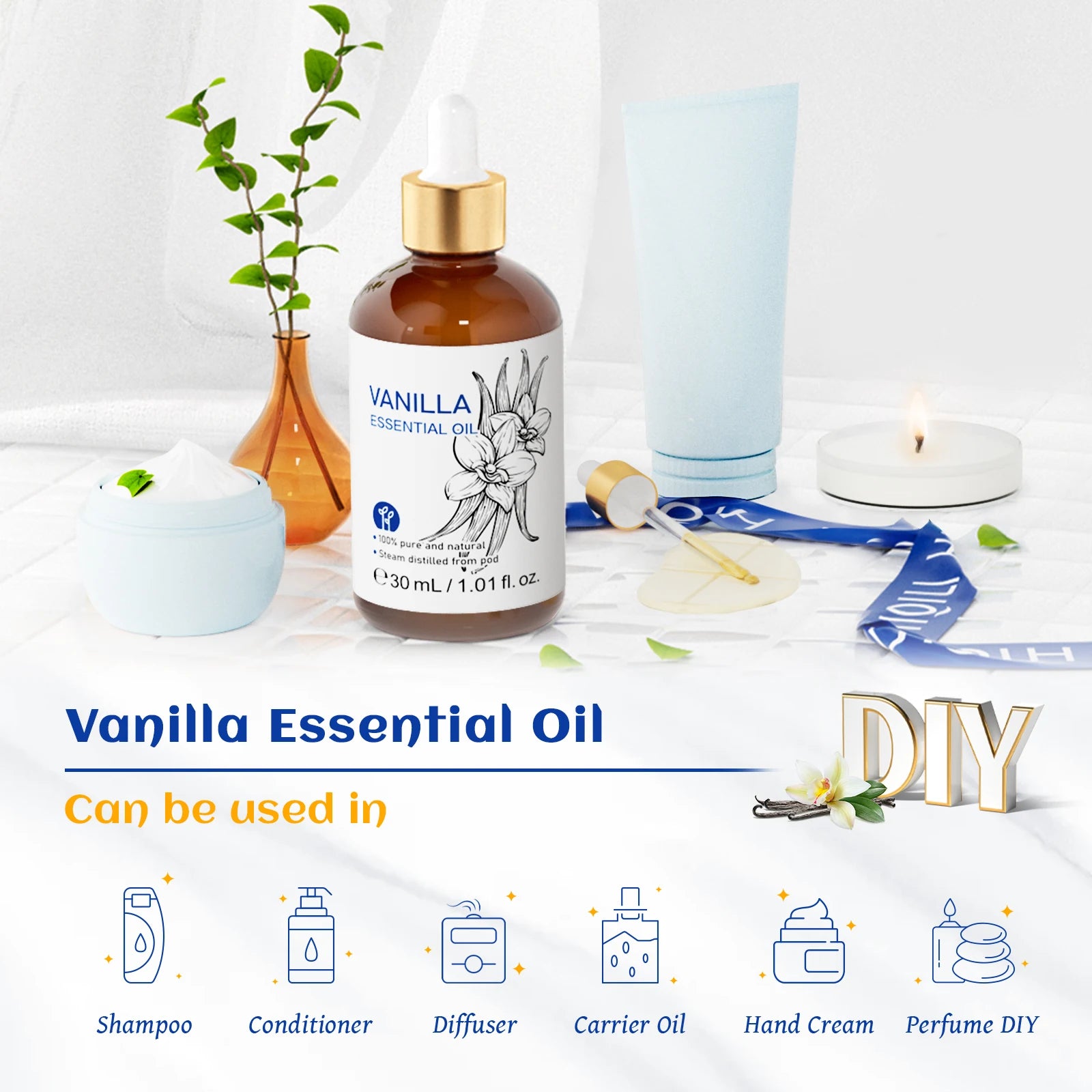 Série de óleos essenciais HIQILI 30ml, 100% natural de lavanda/limão/rosa/sândalo, adequado para umidificadores/velas perfumadas DIY