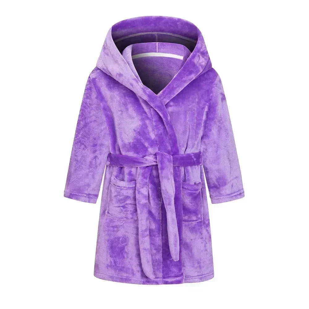 Crianças pijamas macios roupão de flanela de inverno 2025 novo dos desenhos animados bonito pijamas meninos meninas outono roupões com capuz homewear