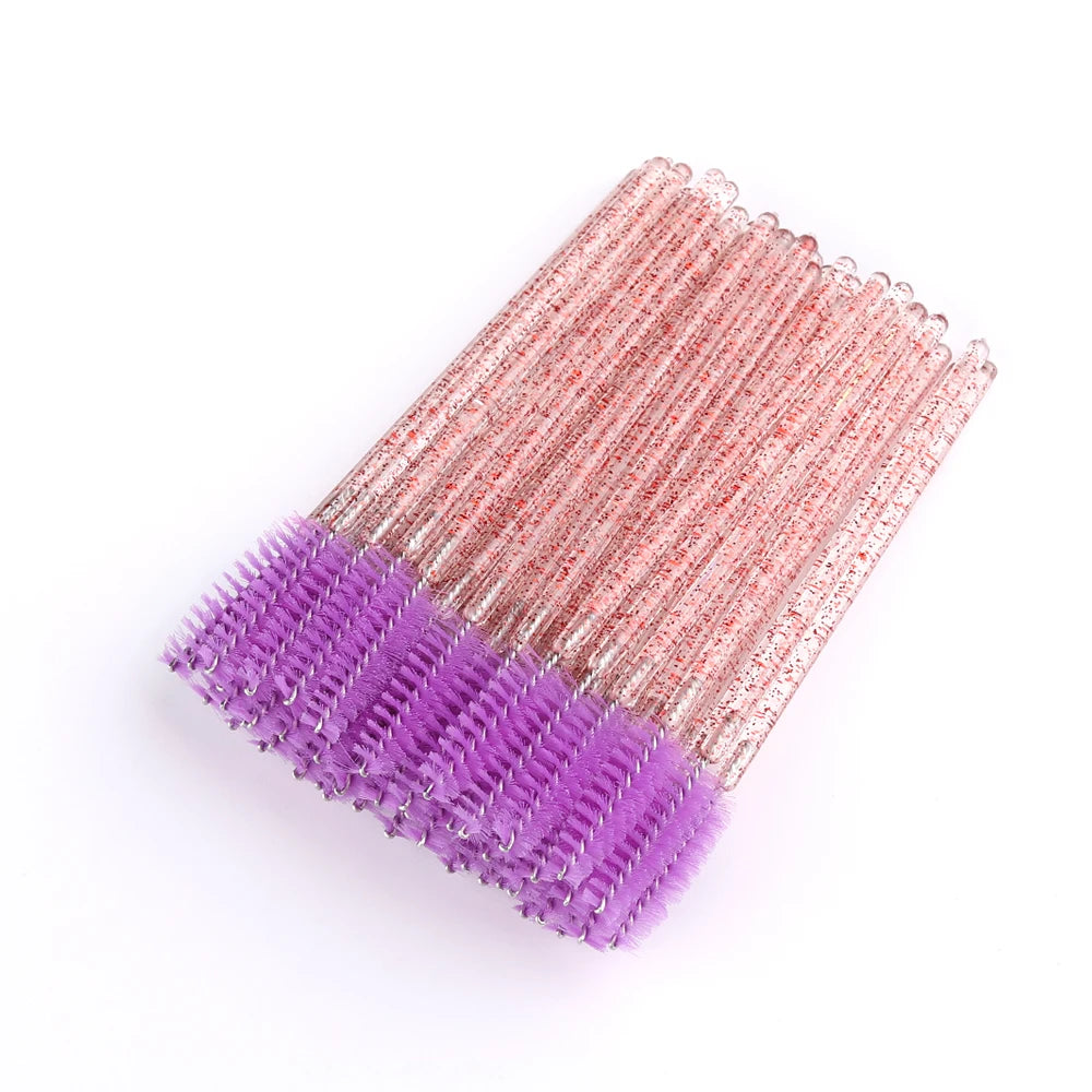 50 pçs pincéis de cílios descartáveis extensão cristal sobrancelha escova rímel varinha cílios conjunto de ferramentas cosméticas maquiagem beleza