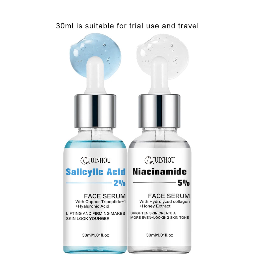 Conjunto de Sérum com Ácido Salicílico e Niacinamida JUINHOU2-PCS para Iluminar a Pele, Contém 5% de Nicotinamida e 2% de Ácido Salicílico, Adequado para Todos