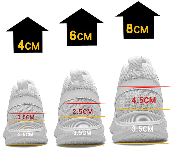 Homens sapatos de elevador aumento de altura tênis sapatos para homem 10cm esportes sapatos casuais invisível sapatos de aumento interno para homem 8cm