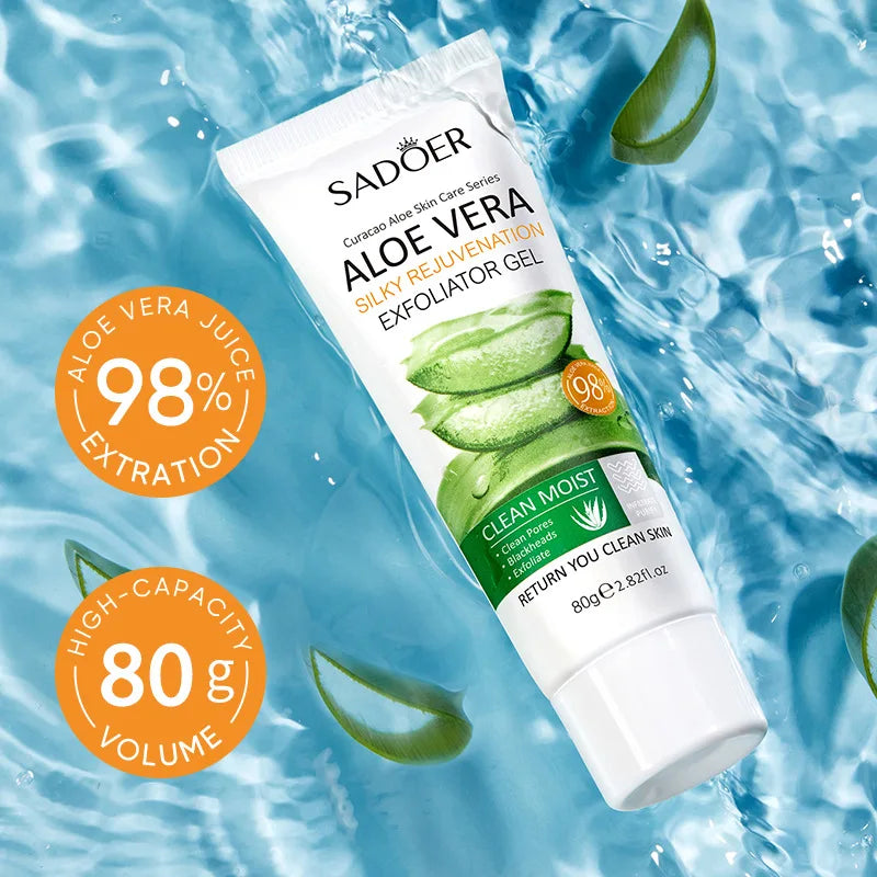 SADOER Gel Esfoliante Facial de Aloe Vera: Limpeza Profunda, Hidratação Suave e Esfoliação Facial