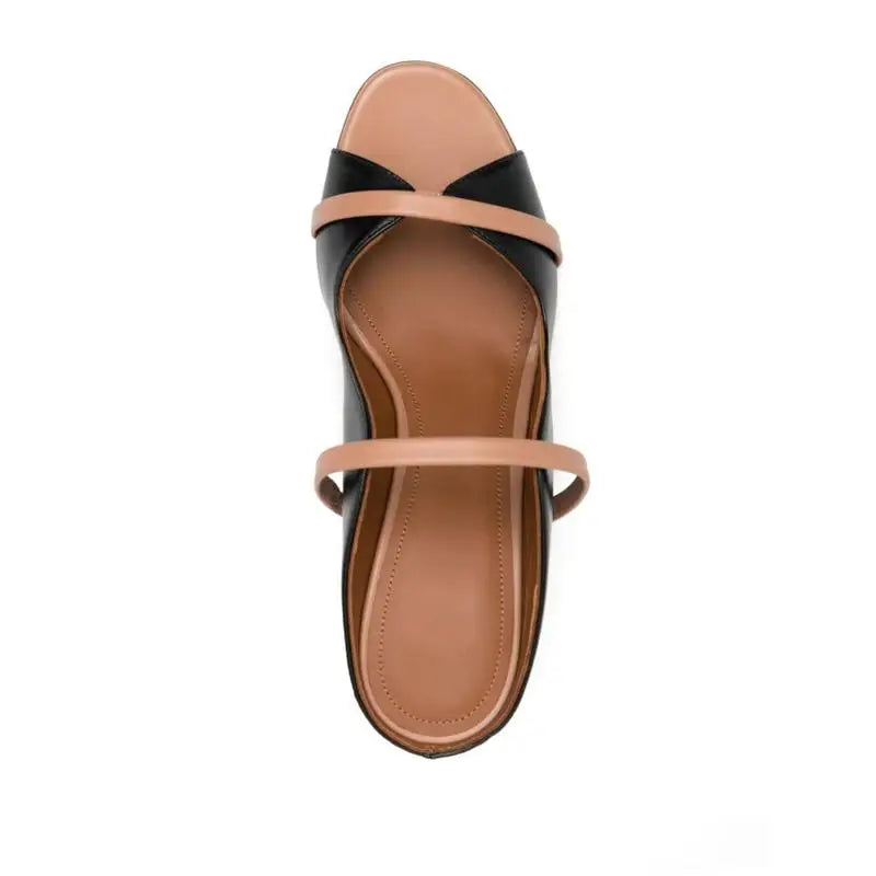 Sandálias Roma Open Toe para Mulheres, Banda Estreita, Salto Alto, Cor Sólida, Deslizamento Em Chinelos Ao Ar Livre, Sapatos Femininos Ocidentais, Nova Moda