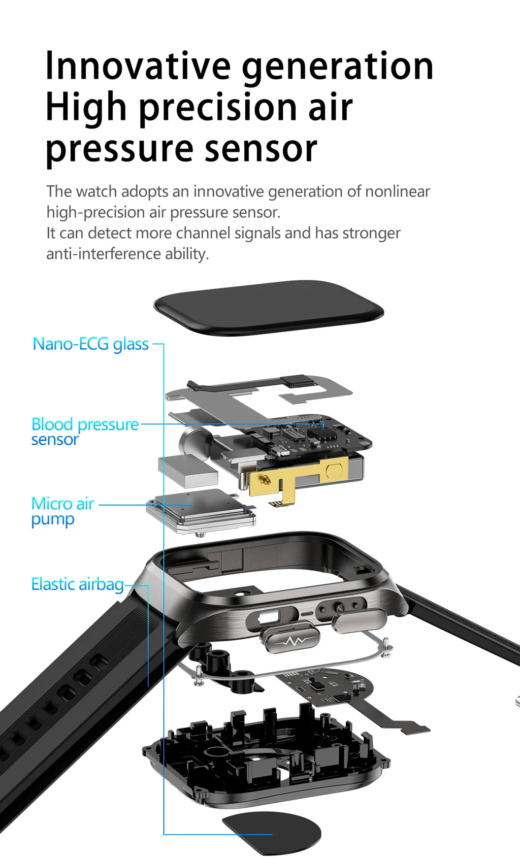 Novo Relógio de Saúde 2026: Medição Precisa de Pressão Arterial, Ácido Úrico e Lipídios no Sangue – Smartwatch Masculino e Feminino à Prova d'Água com Airbag
