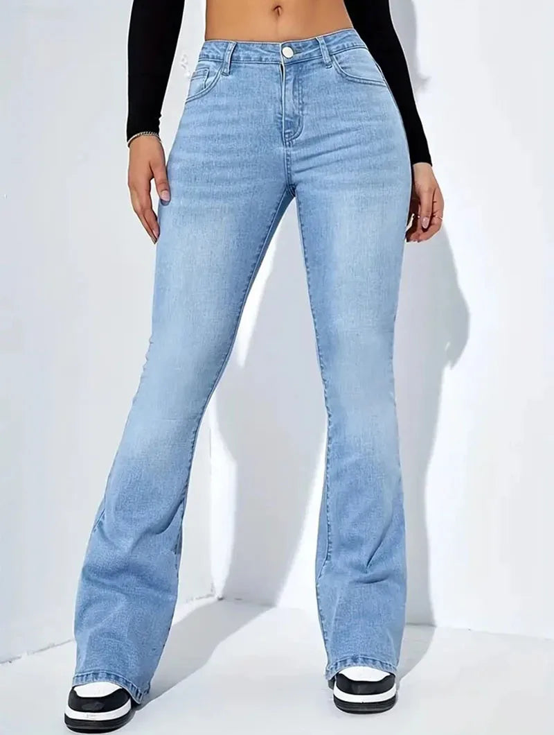 Lucyever calças jeans femininas flare vintage americana streetwear slim y2k punk jeans feminino clássico cintura alta calças largas perna