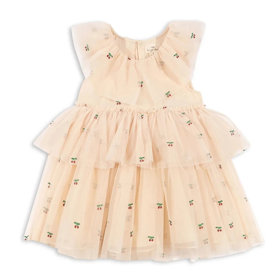 Verão ks bebê meninas cereja malha vestido crianças roupas meninas vestidos de princesa saias festa de natal manga longa vestidos