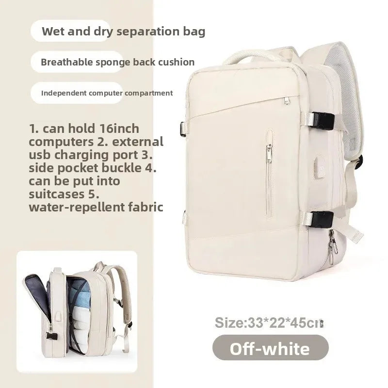 Mochila de viagem expansível de grande capacidade, bolsa de ombro dupla para viagens de negócios, montanhismo e transporte de computador