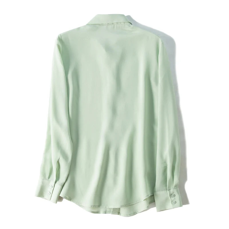 Suyadream camisas femininas de seda 100% seda real sólida manga comprida botão chique blusas 2025 primavera verão escritório senhora topo branco