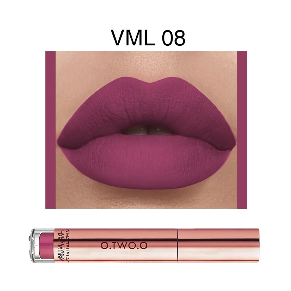 O.TWO.O 12 cores de alta qualidade veludo batom fosco lábios de longa duração maquiagem à prova d'água fácil de usar brilho labial líquido fosco