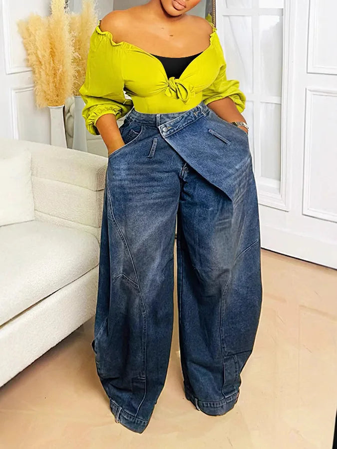 Calças de brim calças de perna larga mulheres vintage denims calças soltas estiramento meados de cintura lavado angustiado até o chão 2025 streetwear