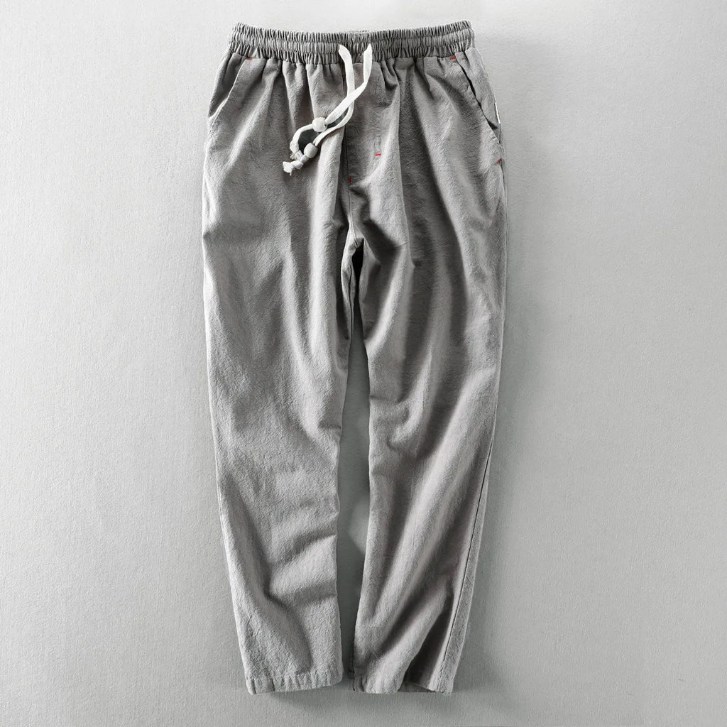 2025 novas calças de linho masculino japonês casual solto juventude algodão linho calças casuais na moda seis cores algodão linho calças