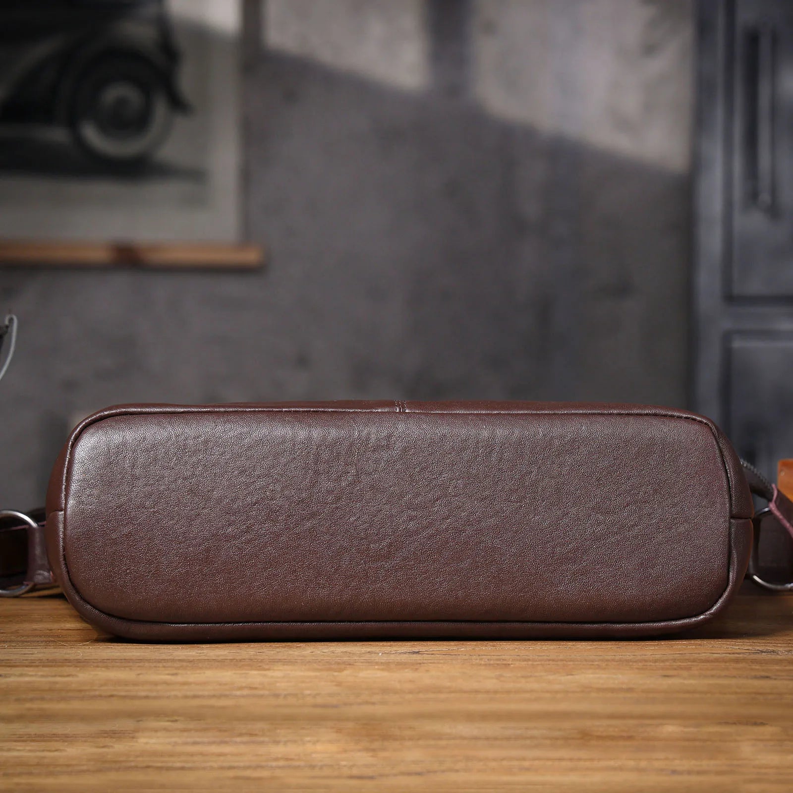 Bolsa de Ombro Masculina em Couro Genuíno, Bolsa Transversal para Laptop, Couro Bovino de Camada Superior, Couro Vegetal, Moda Casual