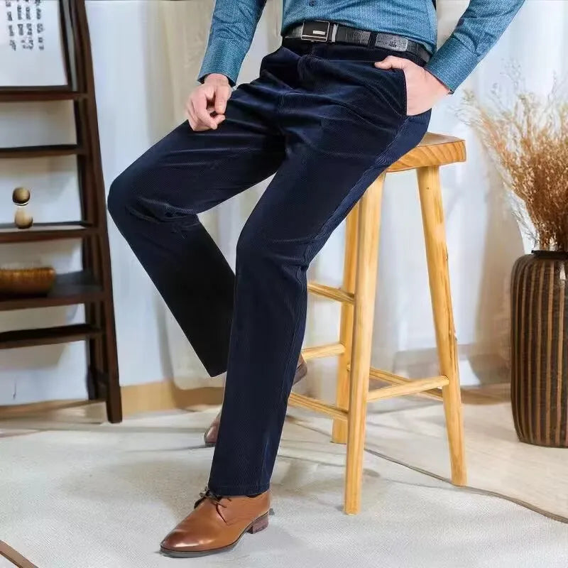 Calças de veludo soltas corredores homens de meia idade pai instalado no outono e inverno 2023 calças casuais masculinas para homem streetwear