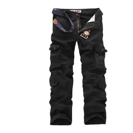 Moda algodão calças de carga dos homens soltos calças casuais jogging calças de carga dos homens sólidos multi bolsos calças respiráveis plus size